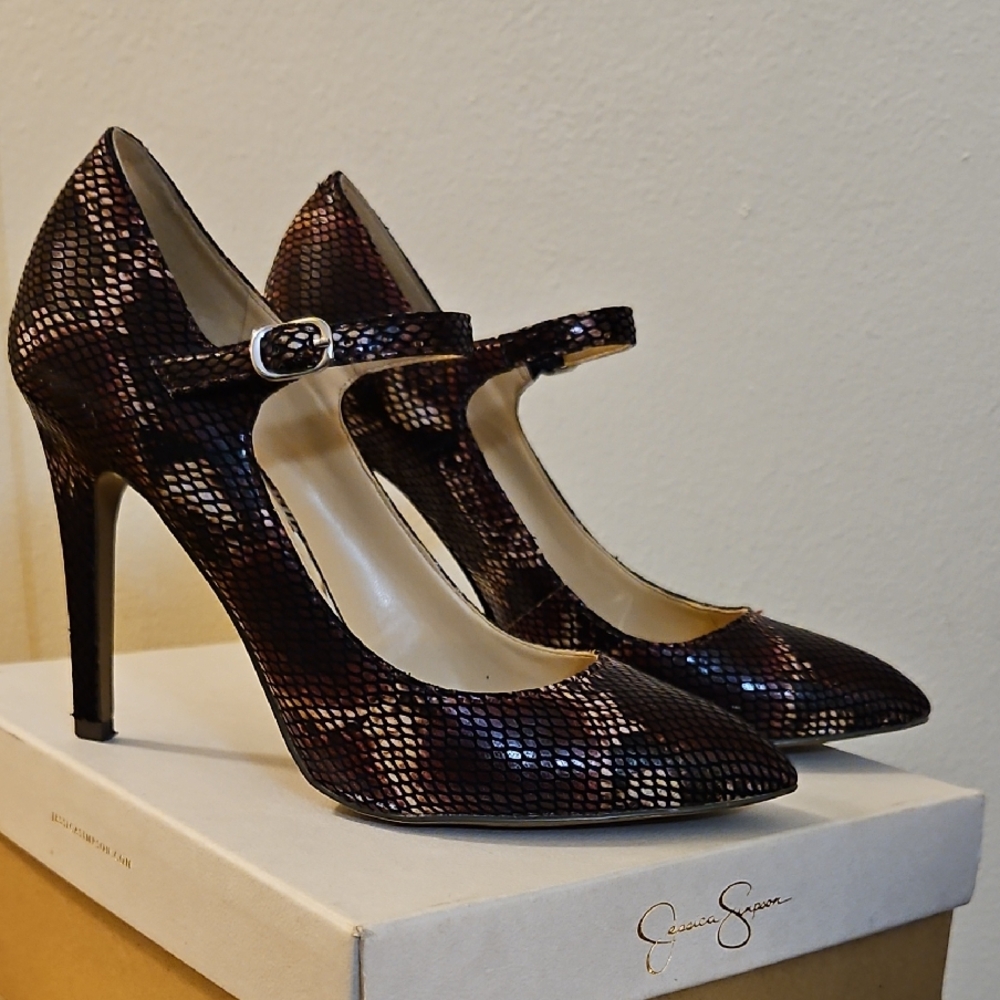 Jessica Simpson Dark Brown Snakeskin Heels